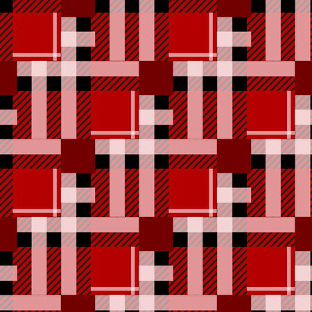Tartan Seamless Pattern Background. Red, Black and White Plaid, Tartan Flannel Shirt Patterns. Trendy Tiles Vector Illustration for Wallpapers.のイラスト素材
