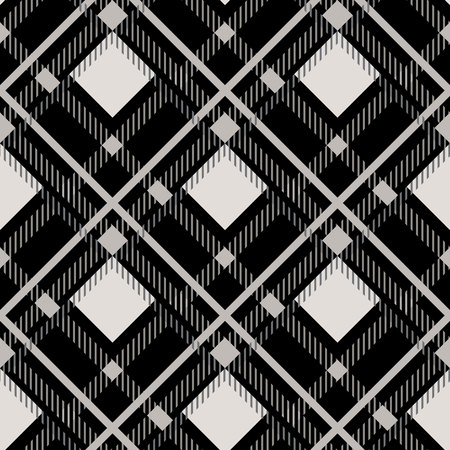 Black white diagonal check texture seamless pattern.