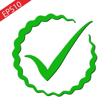 Check mark icon in flat style. Ok, accept vector illustration on white isolated background. Tick business concept. eps 10のイラスト素材