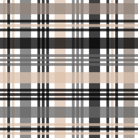 Beige, black and white tartan plaid Scottish patternのイラスト素材