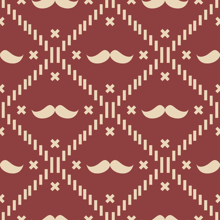 American Hipster Mustache Tartan Plaid and Argyle Vector Patterns in Patriotic Red, White and Blue. 4th of July or Father s Day Backgrounds. Barbershop Style. Pattern Tile Swatches Included.のイラスト素材