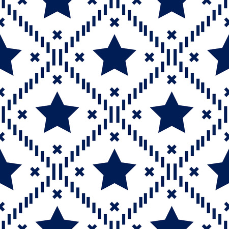 Happy 4th of July, USA Independence Day background. Vector seamless flag pattern, blue star stripes. Abstract design concept for greeting card, banner, flyer, poster. eps10のイラスト素材