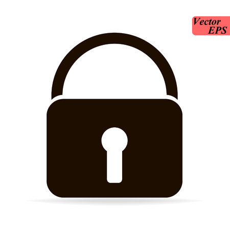 Lock vector icon with white background. Icons closed lock. Symbols security. Isolated grey signs on white background. Flat vector illustration eps 10のイラスト素材