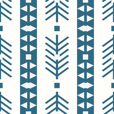 Tribal pattern texture with hand drawn african, aztec, maya creative drawing vector illustration. Blue stripes patterns ethnic monochrome style. eps10のイラスト素材