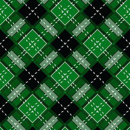 Green Gingham rhombus Buffalo Lumberjack luxury plaid tartan pattern Vector Memphis style vintage Seamless shape fun funny textile Flanel Texture scottish eps10のイラスト素材
