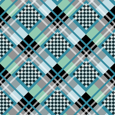 Blue Serenity White Diamond tartan with Chessboard Background Vector Illustrationのイラスト素材
