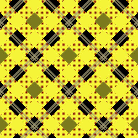Tartan pattern. Scottish cage. Scottish yellow checkered background. Scottish plaid in yellow colors. Seamless fabric texture. Vector illustrationのイラスト素材