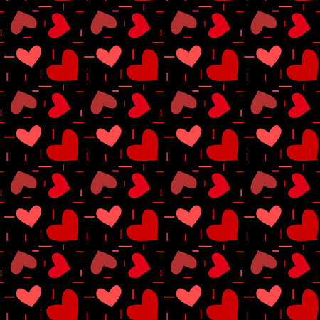 Red hearts black backround seamless vector pattern EPS 10