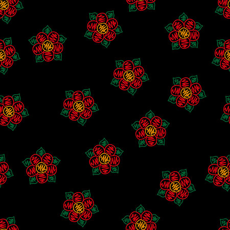 Hand drawn colorful flower decorative vector abstract seamless eps10のイラスト素材