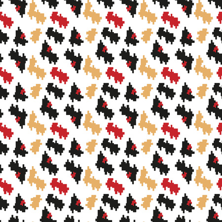 Seamless black, red and white pattern with protruding teeth. Vector houndstooth.のイラスト素材