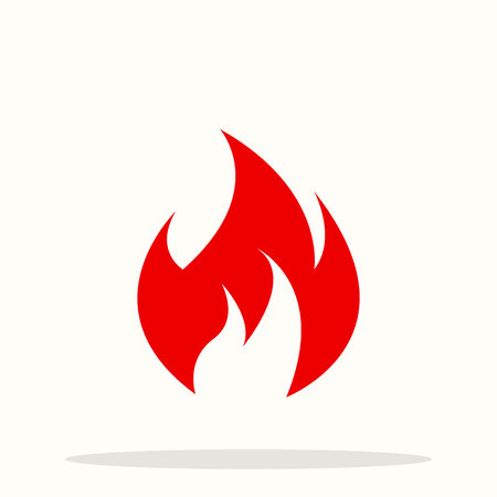 Red hot fire. flame heat or spicy food symbol flat icon for apps and websites illustrationの写真素材