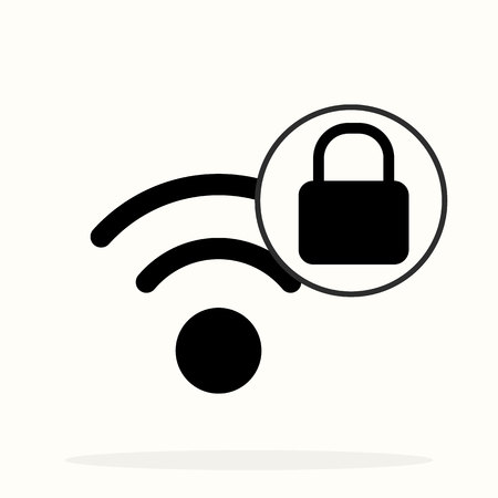 Wifi locked sign. Password Wifi symbol. Wireless Network icon. Wifi zone. Flat design style iconのイラスト素材
