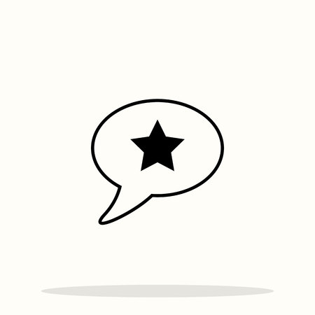 Star in speech bubble icon. linear style sign for mobile concept and web design. Message rating simple line vector icon.のイラスト素材