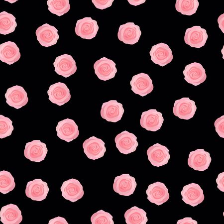 Stylish dark garden flowers on hand drawn window check or grid seamless pattern vector scatter repeat for fashion,fabric ,and all prints on black background.のイラスト素材