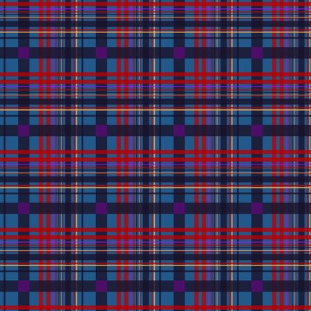 Seamless diagonal textile red and blue tartan plaid pattern vector