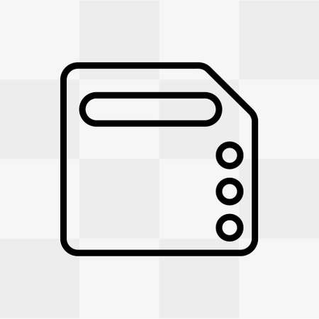 Save icon vector illustration. Isolated floppy disk symbol. Record line concept. Save diskette graphic design. Save data outline symbol for app. Floppy disc pictogram on grey background.のイラスト素材