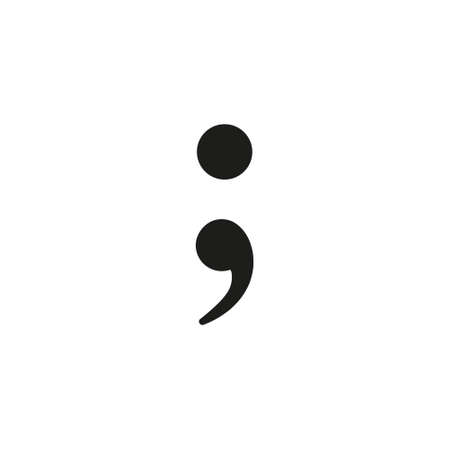 Semicolon symbol hand drawn with blue and pink highlighters, isolated on a blank background. Vector illustration, easy to edit, manipulate, resize or colorize.のイラスト素材