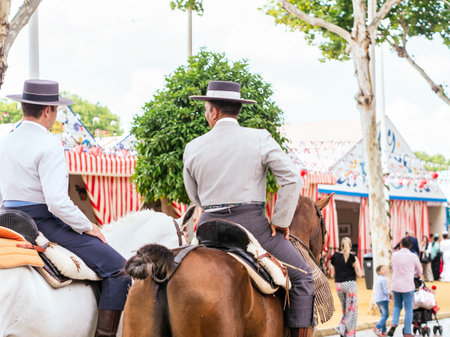 SEVILLE, SPAIN - May 04, 2022 - Horses at Seville April Fair