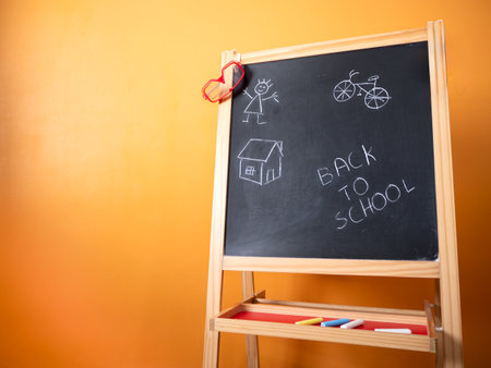 Back to School Chalkboard with Drawingsの写真素材
