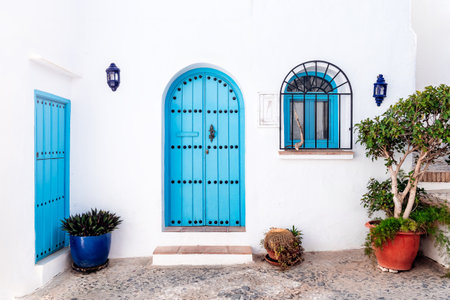 Blue Doors and Windows in Mediterranean Style