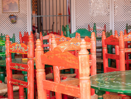 Detail of Chairs inside a Caseta at the Seville April Fairの写真素材