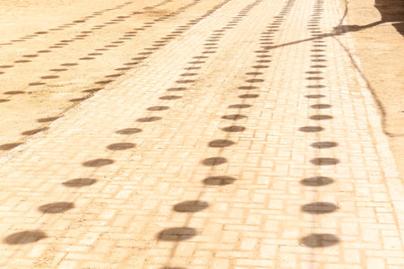 Shadows of lanterns on the groundの写真素材