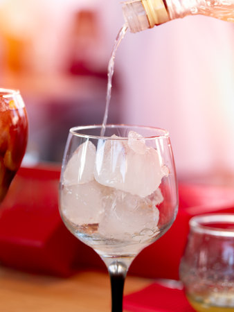 Gin and tonic cocktail. Selective focus