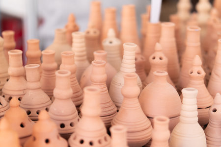 Close up of handmade clay incense burners.の写真素材