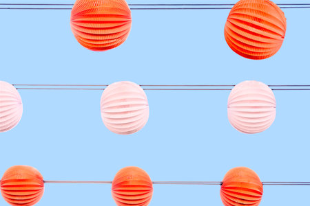 Paper lanterns, farolillos, at the April Fair.の写真素材