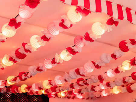 Detail of decoration inside a Caseta at the Seville April Fairの写真素材