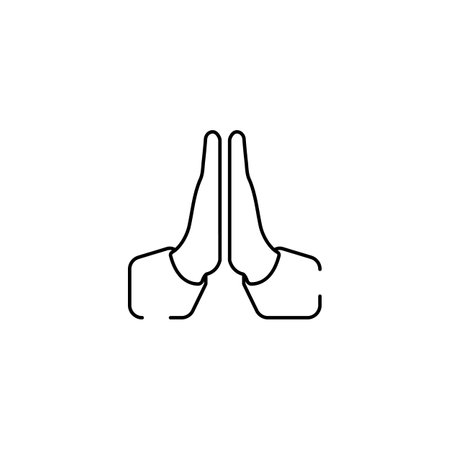 pray emoji, fingers gesture line art vector icon for apps and websites.のイラスト素材