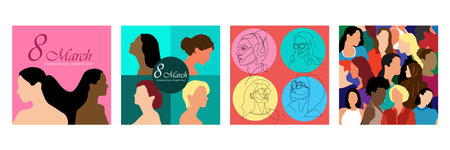 The concept of international womens day. Banners with a girl and flowers on a pink background. sale. vector illustration.のイラスト素材