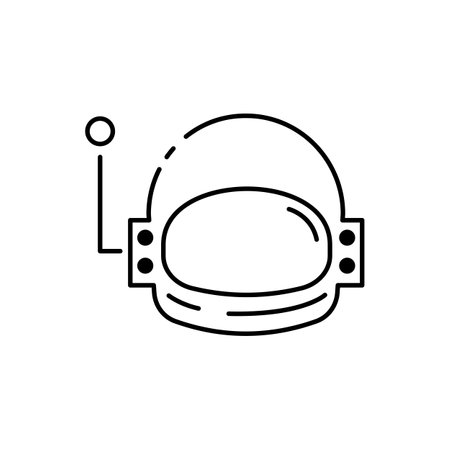 Astronaut and Helmet Line Icon On White Background. Space or cosmos.のイラスト素材
