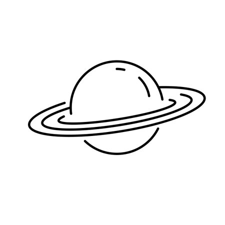 Planets linear icons isolated universe concept and cosmos or space vector.のイラスト素材