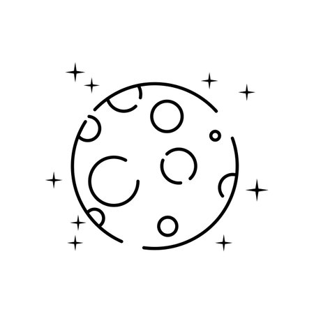 Planets linear icons isolated universe concept and cosmos or space vector moon.のイラスト素材