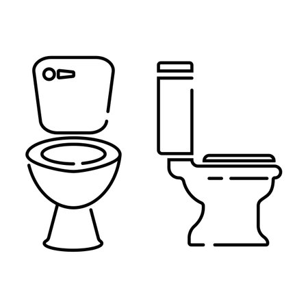 outline vector toilet, bodet, pan and bowl. For wc room or bathroom at home.のイラスト素材