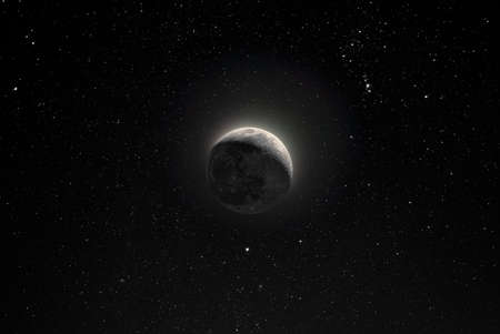 bright moon next to stars