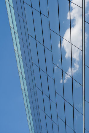 Blue facade in an office mirror building