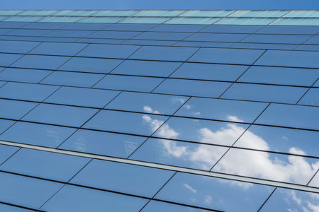Blue facade in an office mirror building