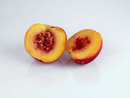 Nectarine fruit isolated on white background cutoutの写真素材