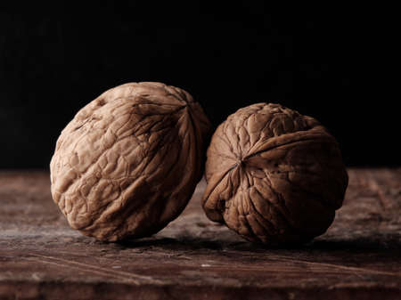walnuts dark backgroundの写真素材