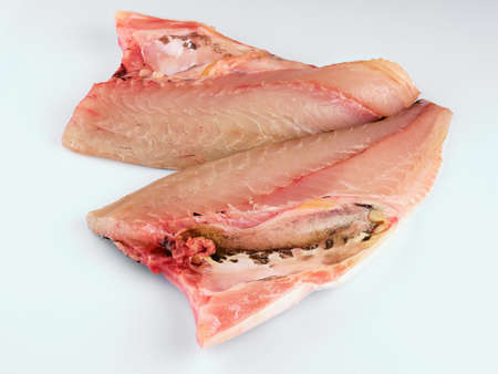 Sea Bream Fillets on white backgroundの写真素材