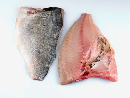 Sea Bream Fillet on white background. Fish.の写真素材