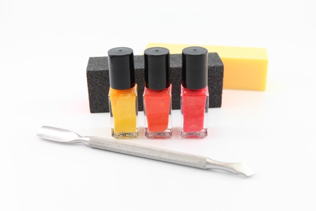 Nail polish, buffer and tools for a great manicure