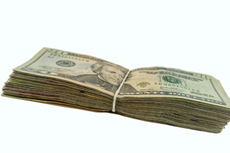 Stock image of Twenty Dollars bills isolated on white