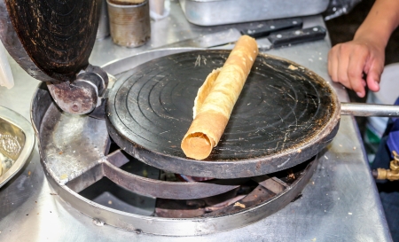 The making of Crispy Yucatecan Marquesitas  street snack designed to satisfy a cravingの写真素材