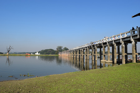 U Bein Bridge in Amarapura, Mandalay, Myanmarの写真素材