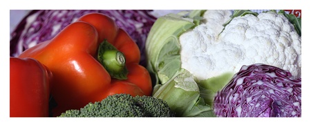 verduras, pimiento, coliflor, brocoli, lombarda, redの写真素材