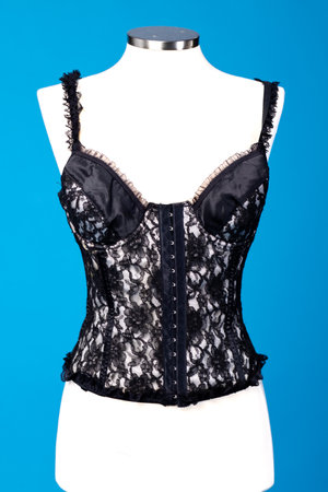 Black lace corset on mannequinの写真素材