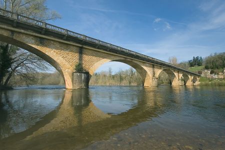 Bridge over the river Dordogna in Franceの写真素材